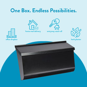 Woodlands textured black wall mailbox weather-ready construction resists elements