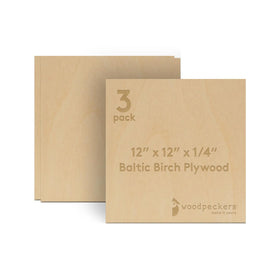 Woodpeckers Baltic Birch plywood panel: compact 12x12 sheet with true size edges for precise CNC work.