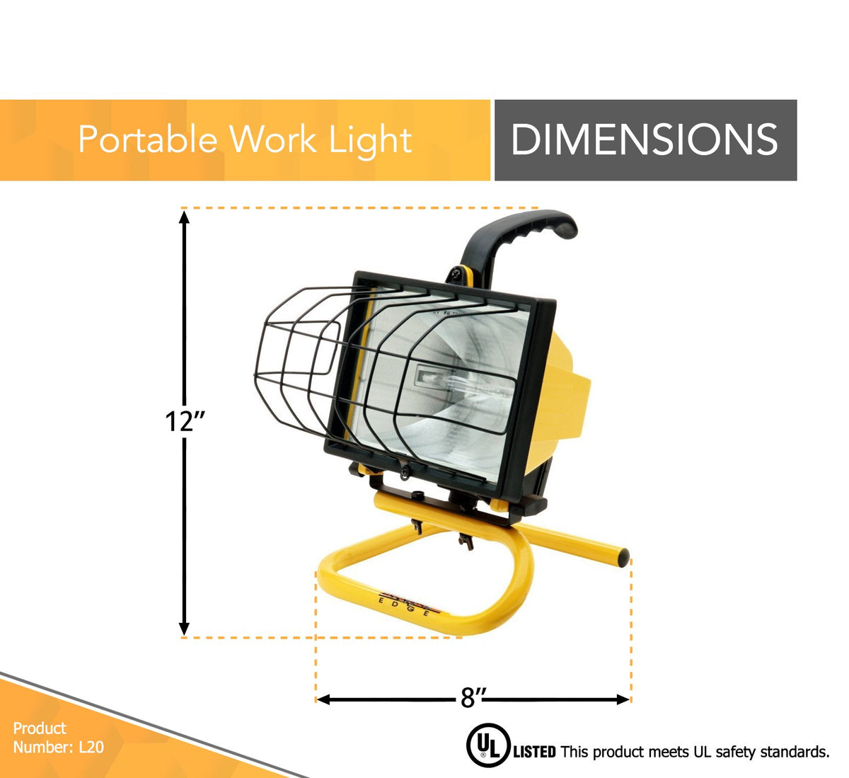 Woods 500W portable work light stand enables easy angle adjustment for tasks indoors or outdoors