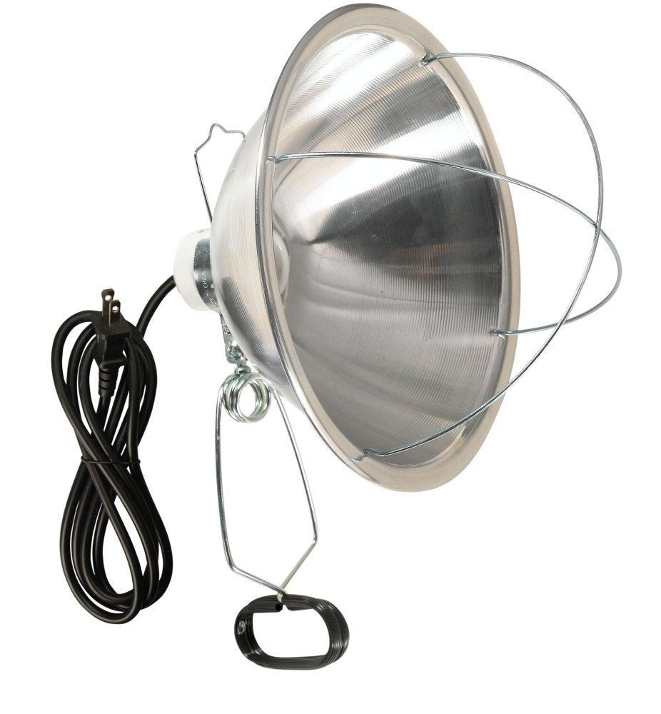 Woods clamp lamp with 10-inch reflector for precise task lighting.