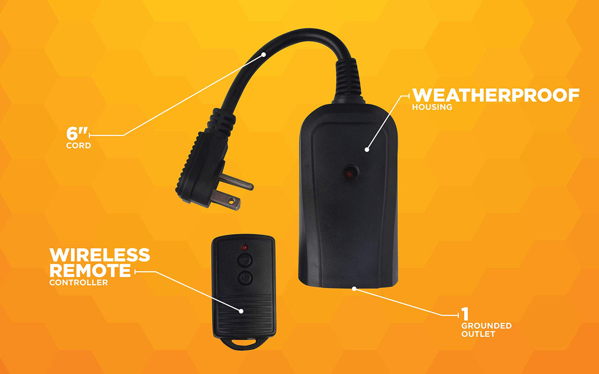 Woods easy plug-in outdoor control providing quick power access.