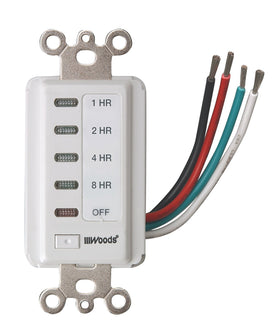 Woods in-wall 8-hour timer display showing countdown for easy light control