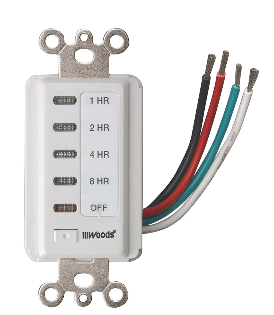 Woods in-wall 8-hour timer display showing countdown for easy light control