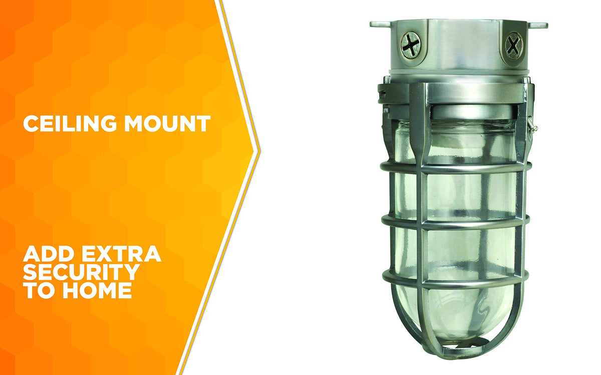 Woods L1706 tempered-glass lens for durable protection against elements.