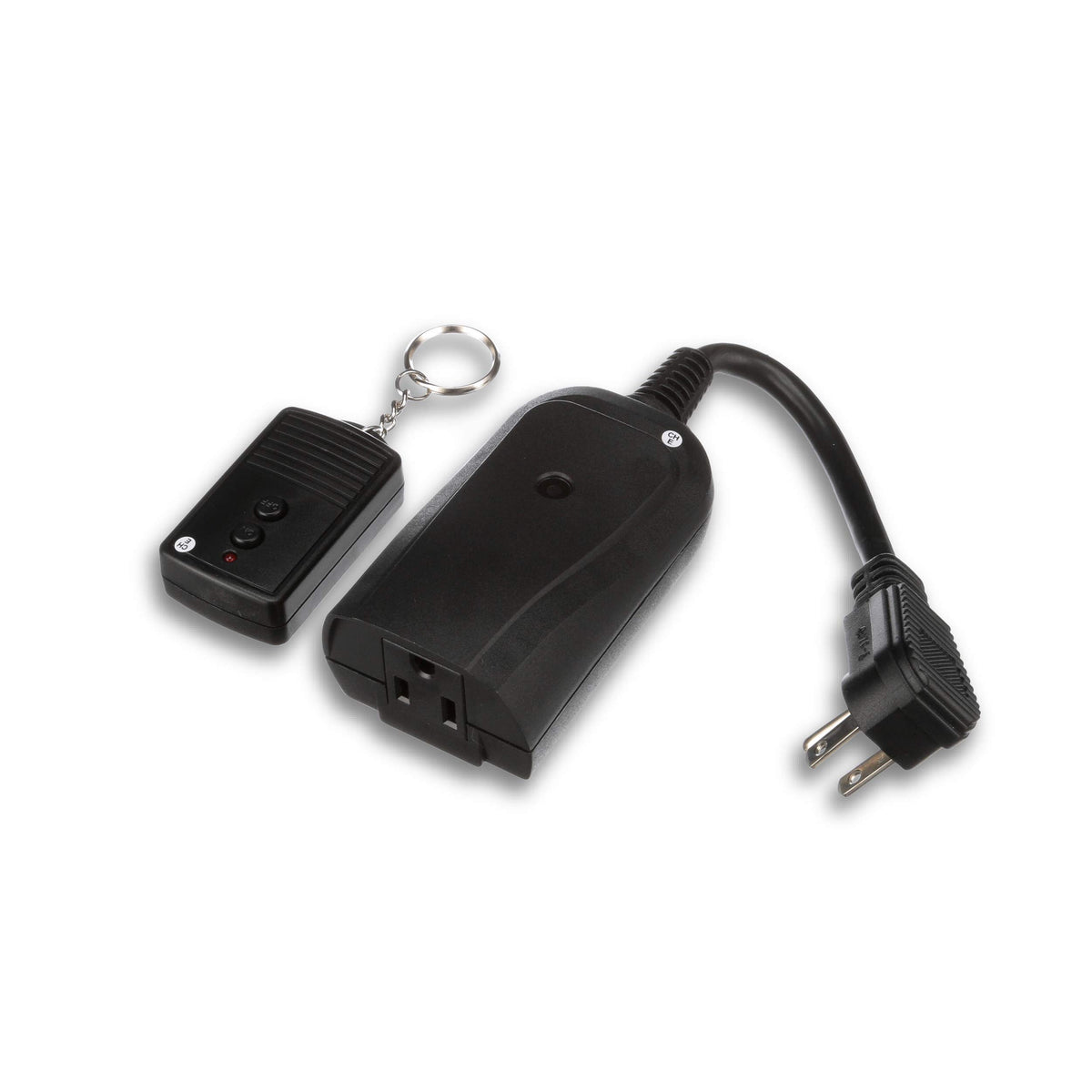 Woods weatherproof outdoor outlet with a 6-inch grounded cord for safe operation.