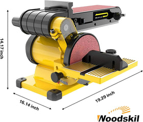 Woodskil Belt Sander tilt angle enables precise edge work.