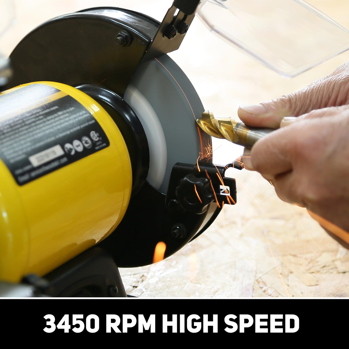 Woodskil eye shield protects eyes during metal grinding