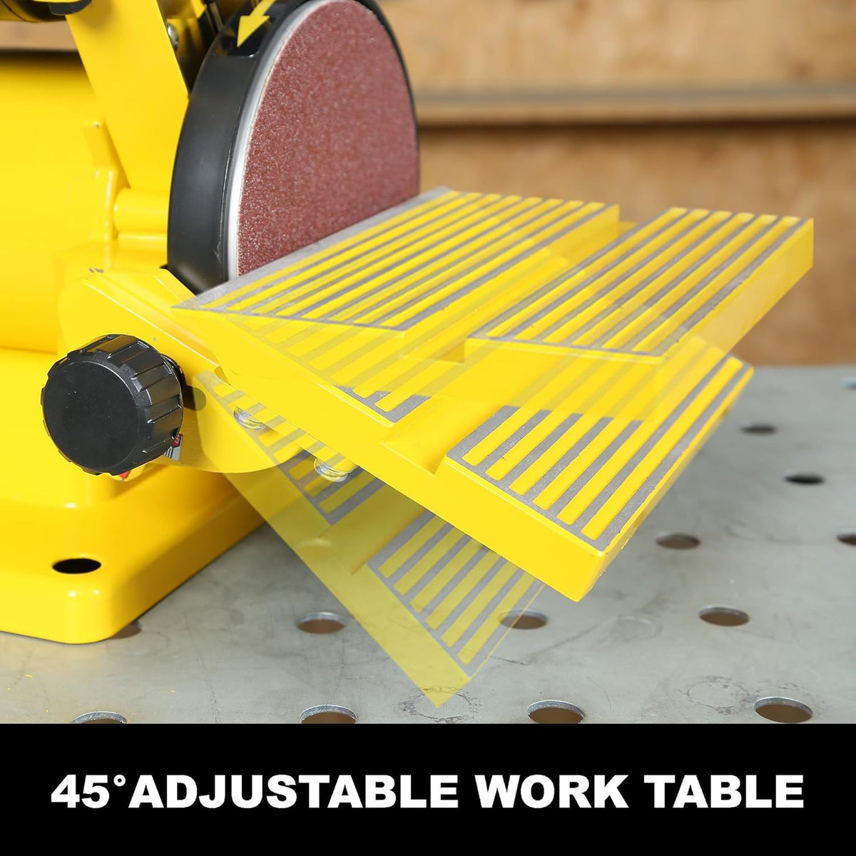 Woodskil Belt Sander safety guard view helps monitor belt.