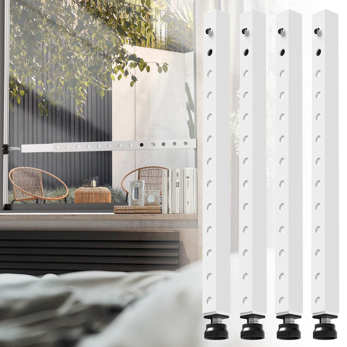 WooFog adjustable window bars extended from 17 to 32 inches for versatile fit.
