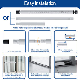 WooFog metal security bar for sliding doors provides sturdy burglar resistance.