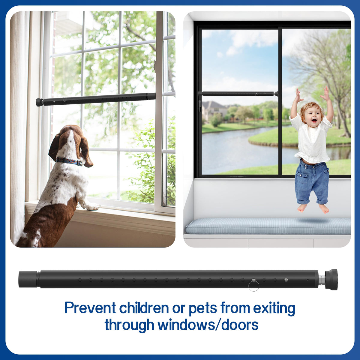 WooFog metal security bar with rubber feet protects surfaces