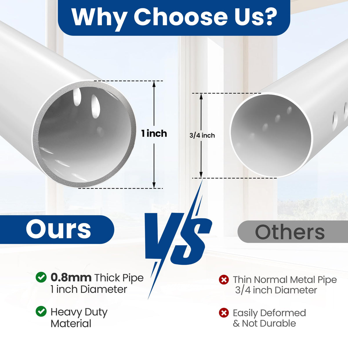 WooFog security bar with extensions enables four length options for fit.