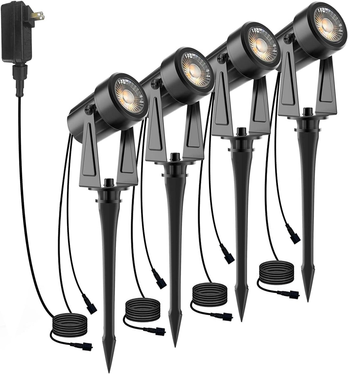 WOOLZ 2-pin extension cord shows SUNTHIN adapter compatibility for landscape lights