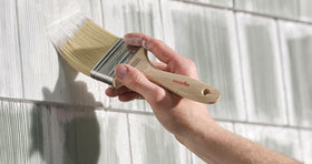 Synthetic blend bristles from Wooster work with all paints and water-based stains.