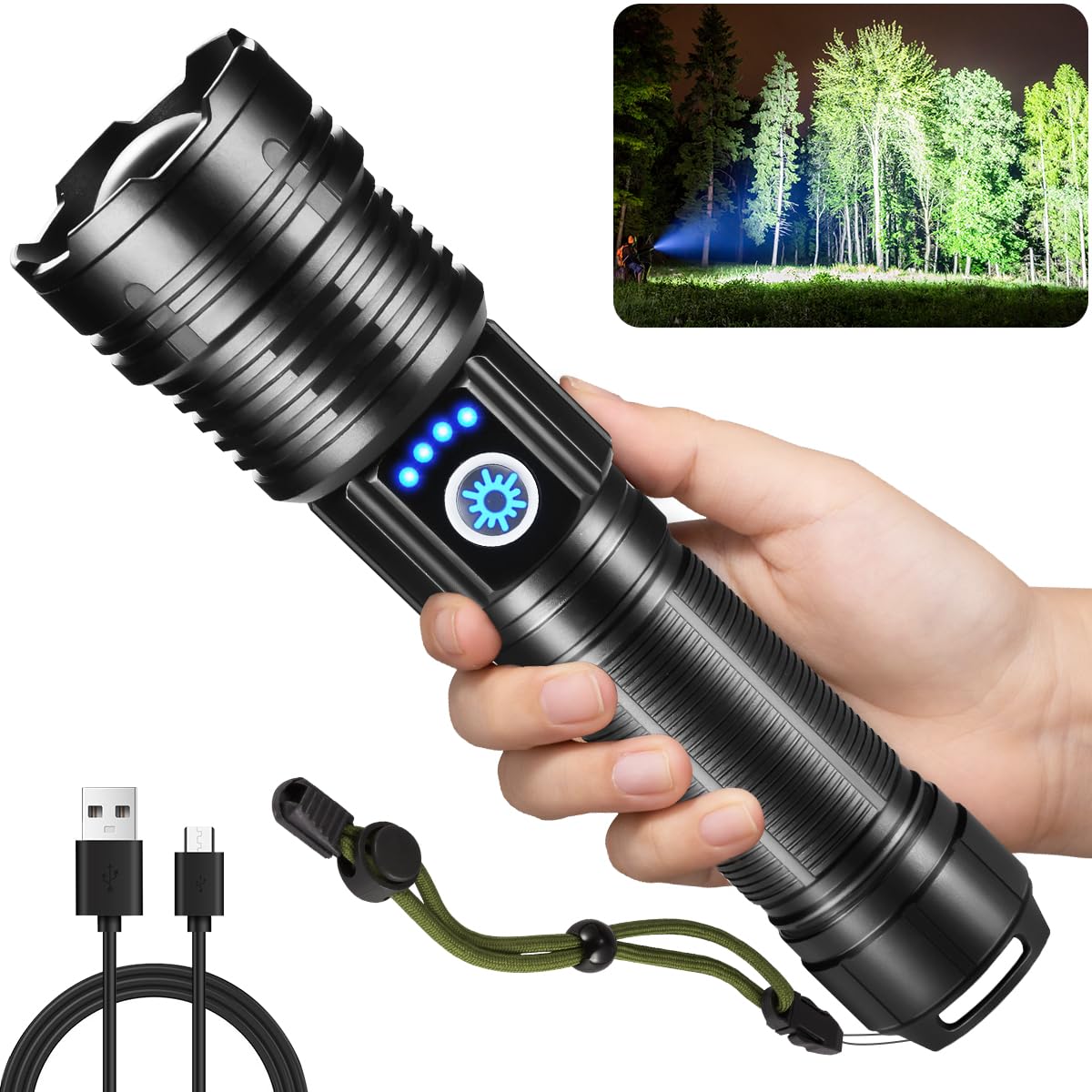 WopkDupk flashlight high-lumen beam for broad campsite illumination