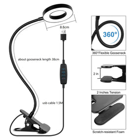 Woputne lamp neck rotates 360 degrees for versatile positioning.