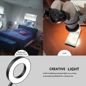 Woputne clip lamp with compact clamp saves desk space.