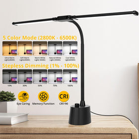 Woputne desk lamp with five color modes for warm to cool ambient lighting.