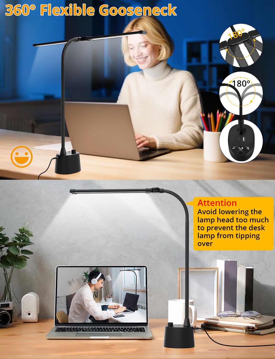 Woputne desk lamp remembers last settings and offers a 30-minute timer for easy use.