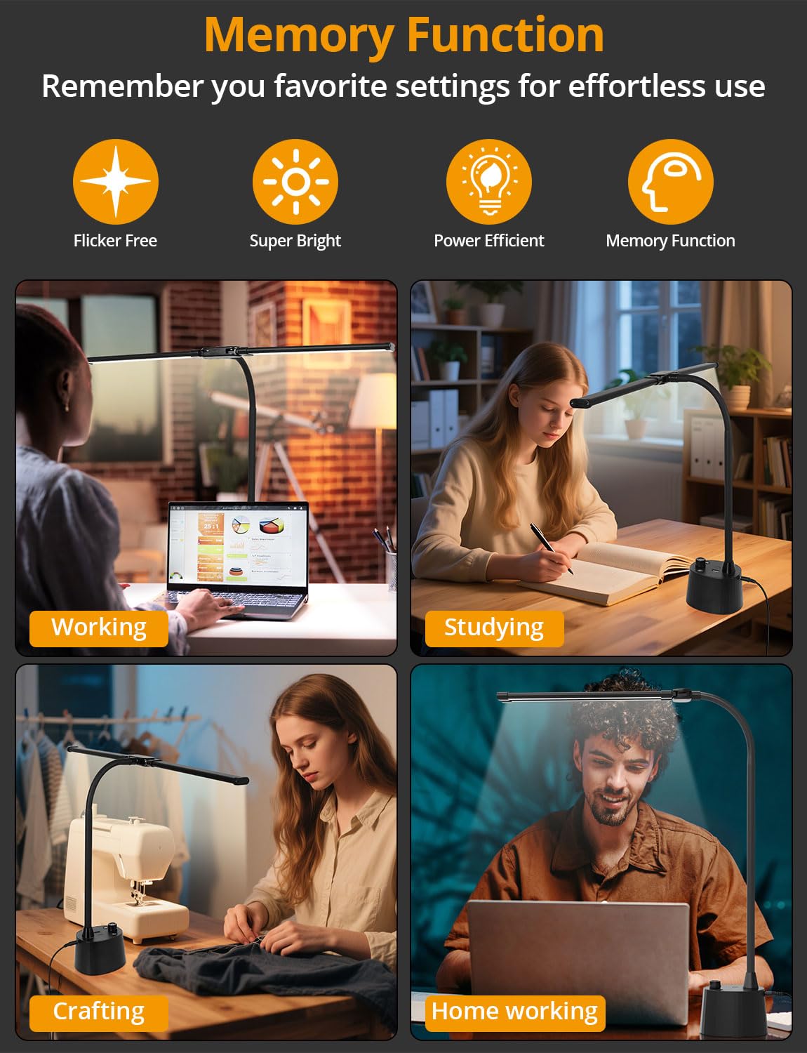 Woputne desk lamp package includes lamp, power adapter, and manual for setup.