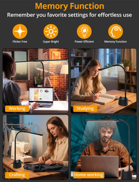 Woputne desk lamp package includes lamp, power adapter, and manual for setup.
