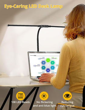 Woputne desk lamp stable base and long 1.7 m cord reduce clutter and placement limits.