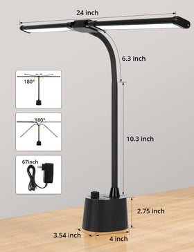 Woputne desk lamp with USB-C and USB-A ports to charge devices while you work.