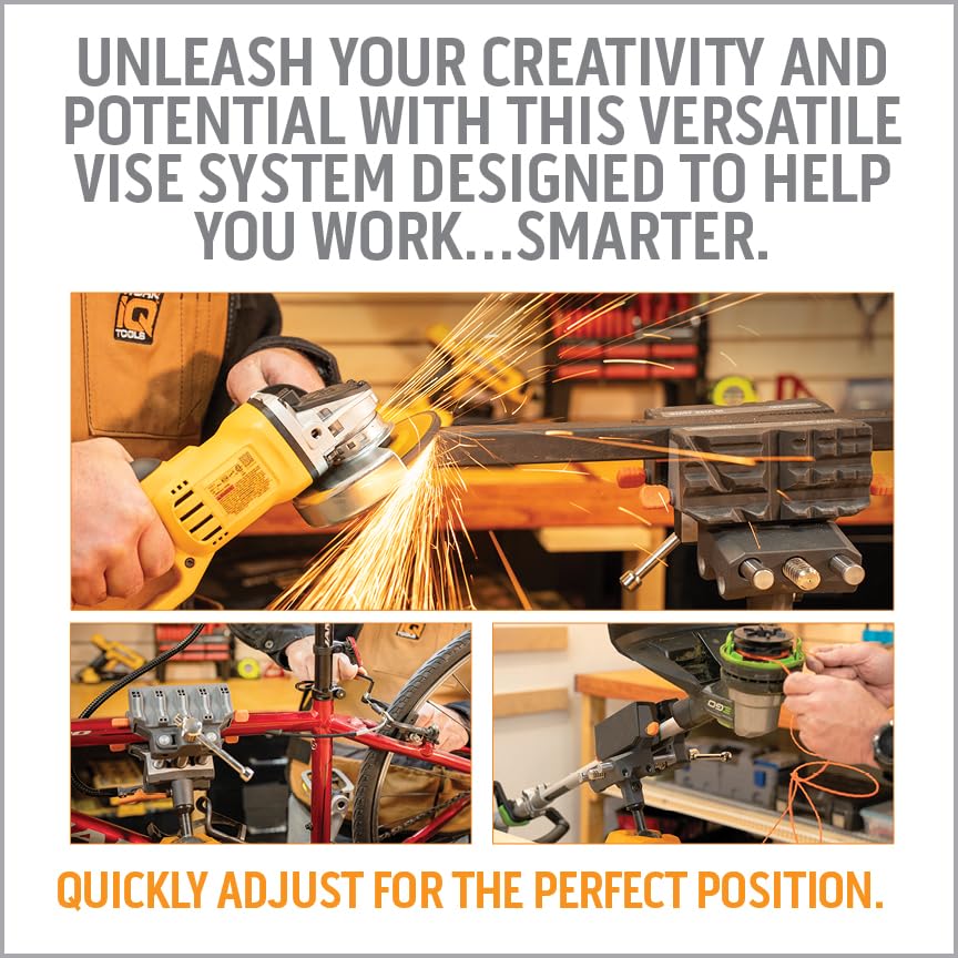 WORK IQ TOOLS articulating 360-degree movement for optimal angles on wood or pipe work.