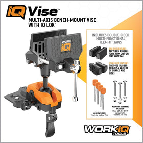 WORK IQ TOOLS IQ Connect compatibility shown for accessories like a light or magnifier for hands-free work.