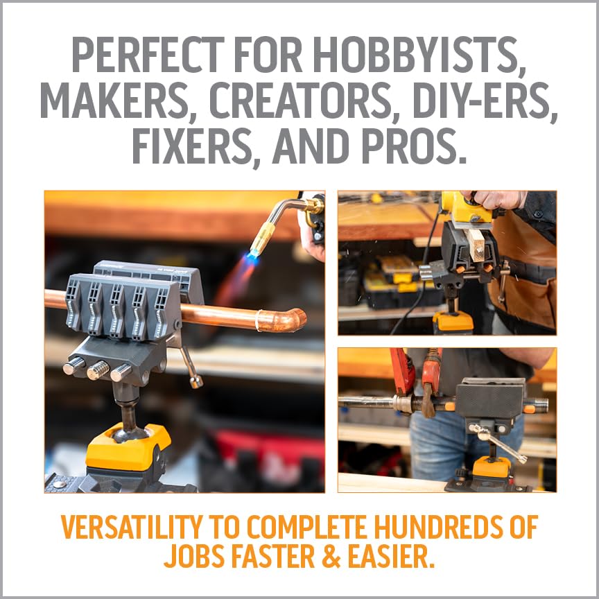 WORK IQ TOOLS versatile pipe, wood, and bow vise for various home projects.