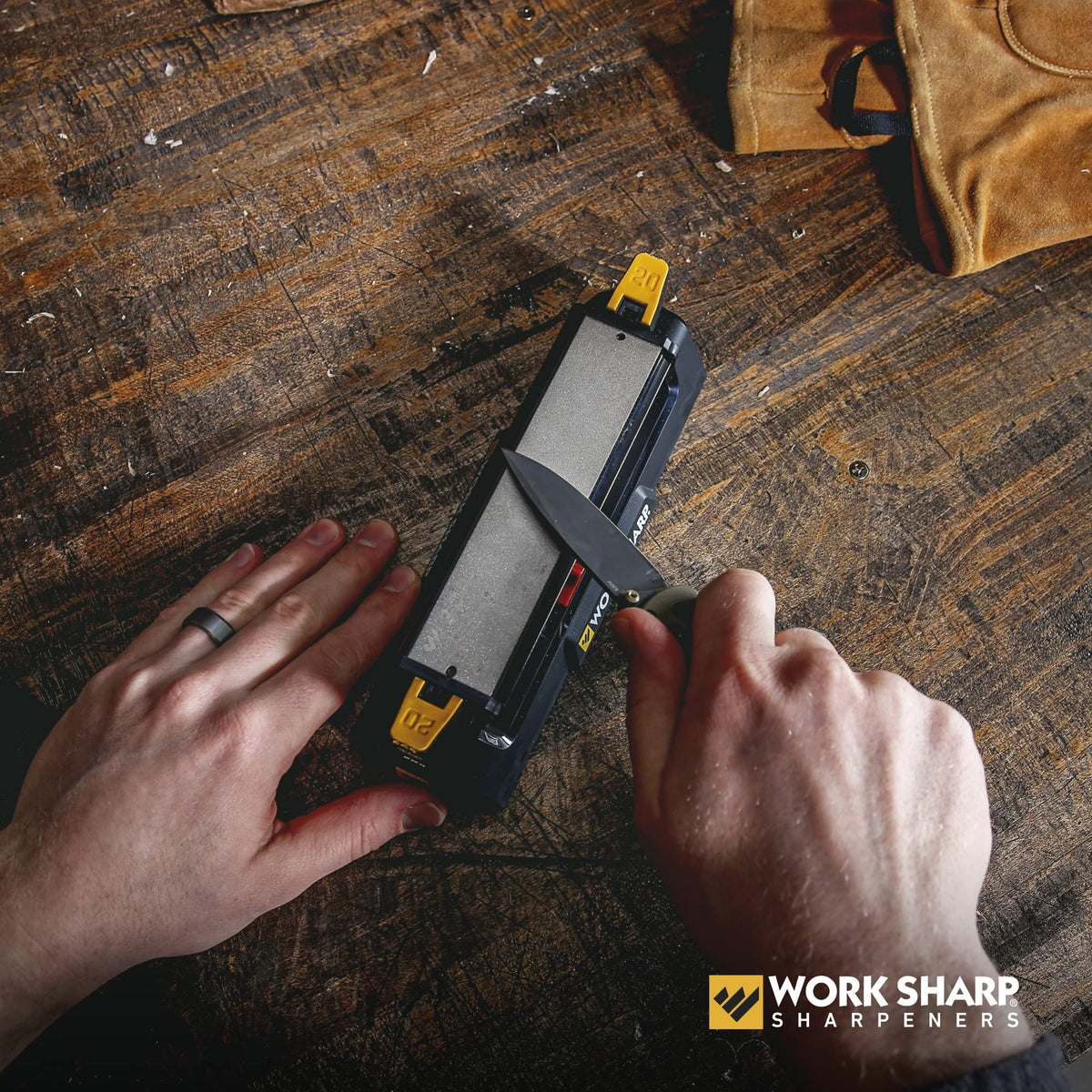 20-degree guide option for versatile sharpening with Work Sharp benchstone.