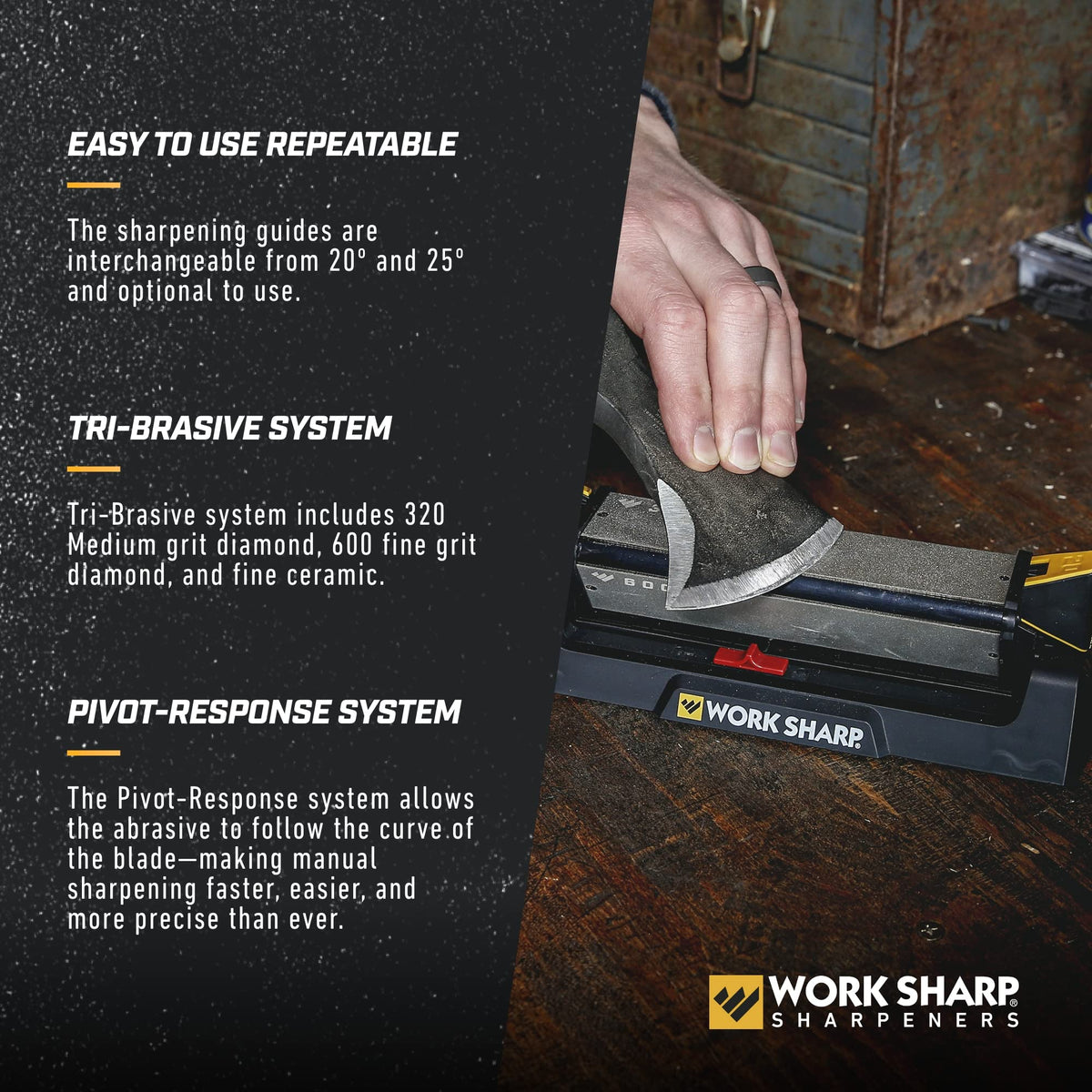 Fine ceramic stone delivers an incredibly keen edge on Work Sharp benchstone.