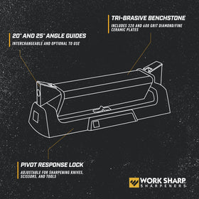 Fine diamond plate refines blades on the Work Sharp benchstone.