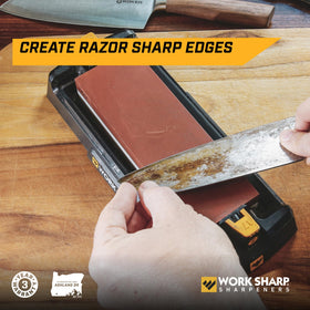 Suitable for kitchen, pocket, and fillet knives with one versatile sharpening system.