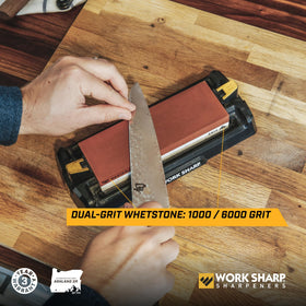 Work Sharp whetstone 6000 grit hone finishing ultra keen edges for precise slicing.