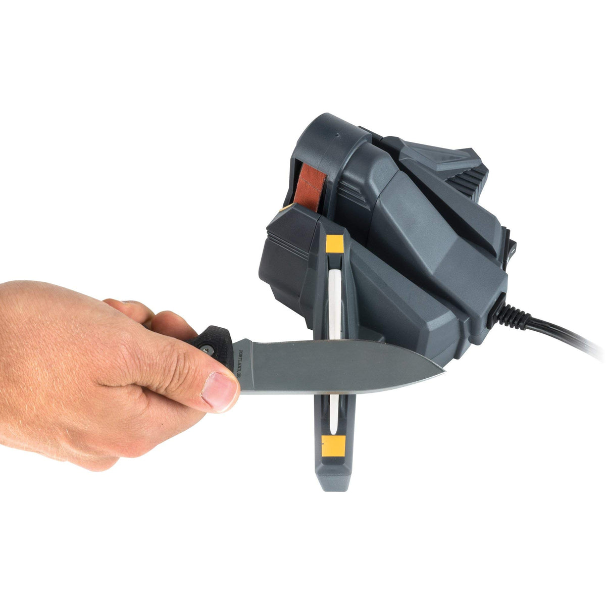 Work Sharp WSCMB belts in action demonstrates fast, safe sharpening.