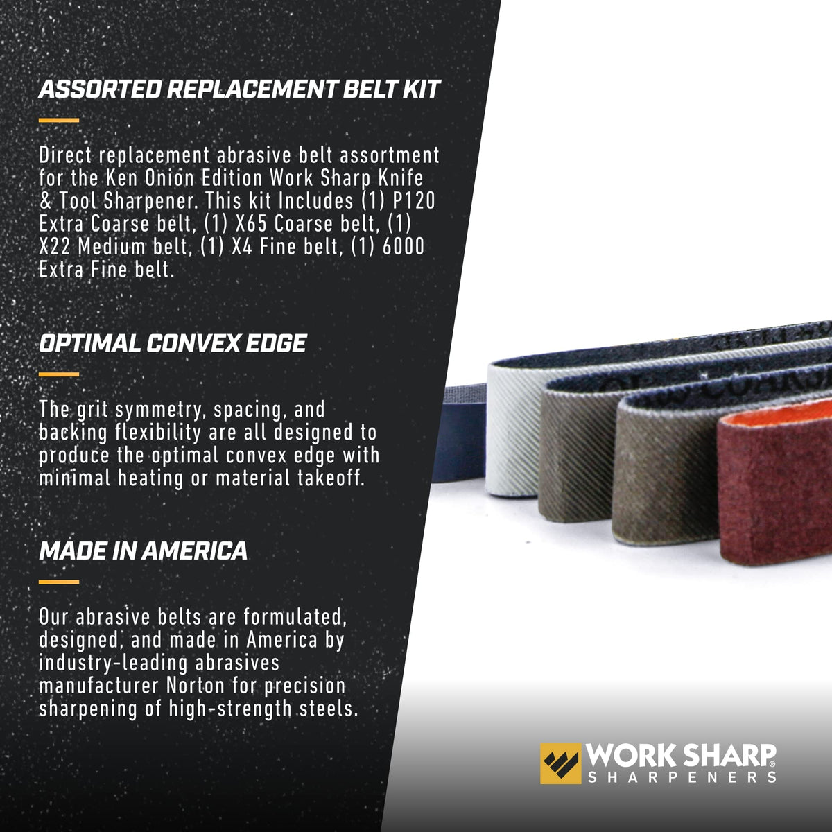 Work Sharp WSSAKO81113 X22 belt for consistent medium grit blade refinement