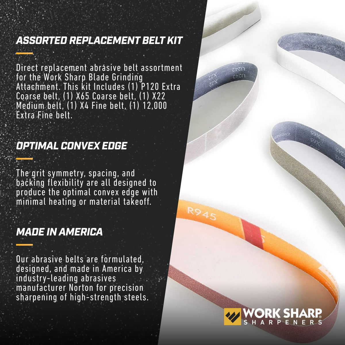Work Sharp WSSAKO81115 X22 medium Norton Norax belt for smooth sharpening progress