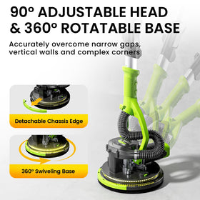 WorkBless 360-degree LED lighting aids visibility in dark corners during sanding.