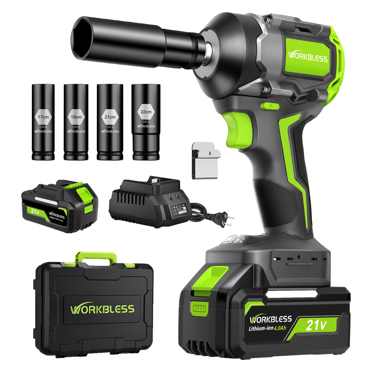WorkBless half-inch brushless cordless impact wrench with high torque for stubborn lug nuts.