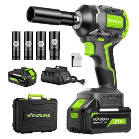 WorkBless half-inch brushless cordless impact wrench with high torque for stubborn lug nuts.