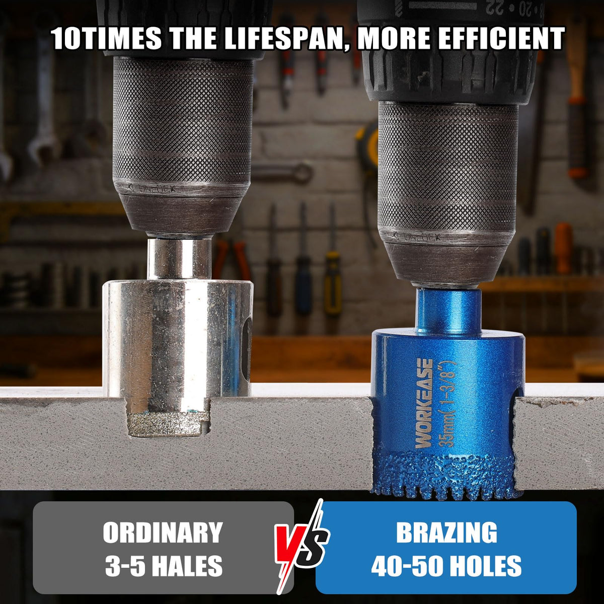 WORKEASE 50 mm hole saw for large tile openings