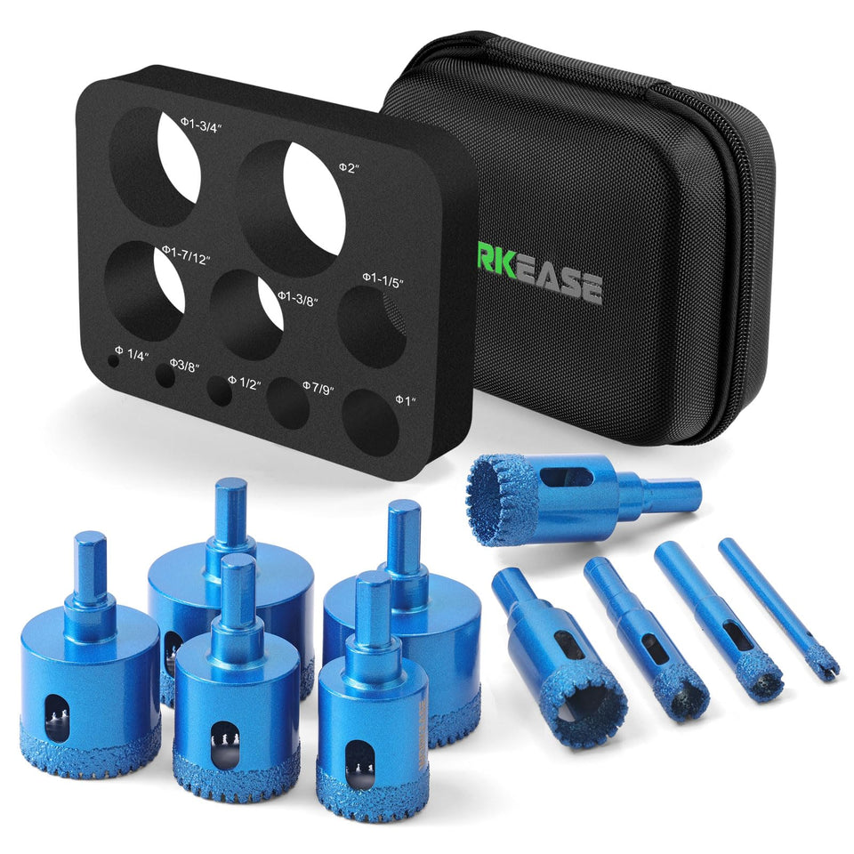 WORKEASE Diamond Hole Saw Kit with all bits for precise tile drilling