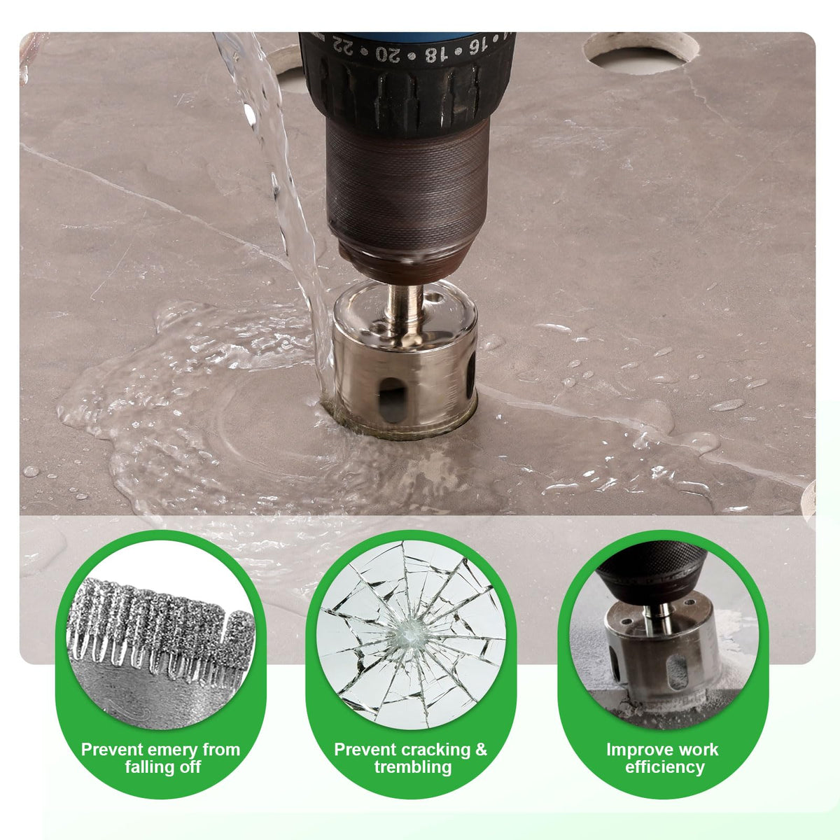 WORKEASE drill kit close-up highlighting durable steel and diamond grit