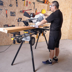 WORKESS extended support arms reach from 45.6 to 78.7 inches.