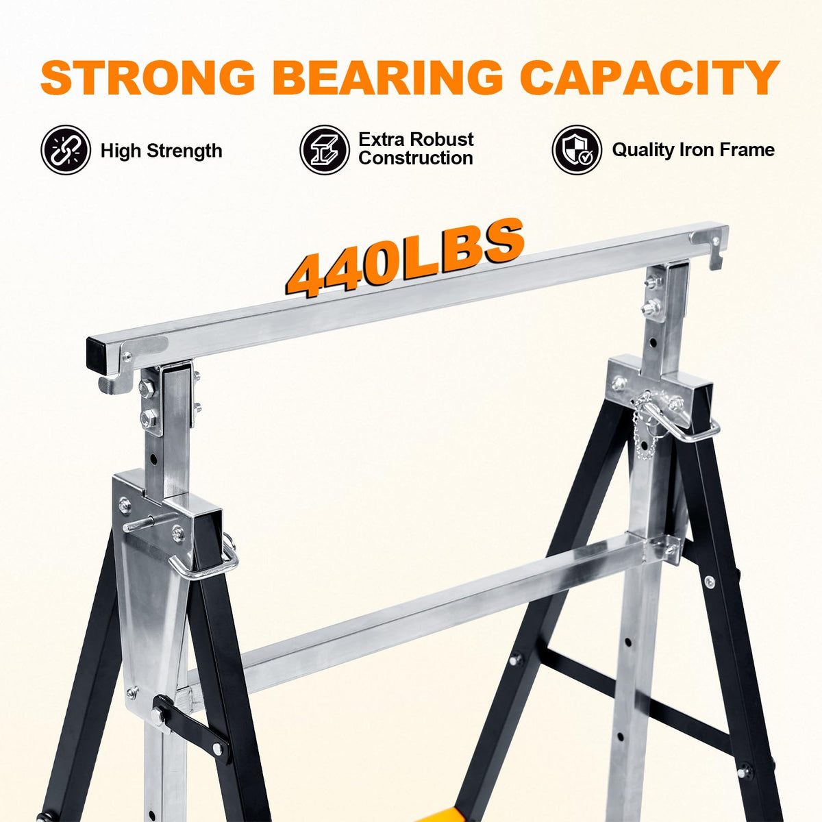 WORKESS sawhorses demonstrate 880 lbs load capacity in heavy-duty use.