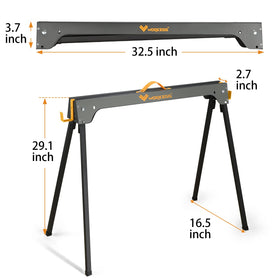WORKESS saw horses 2-pack opened for quick, stable setup on the job site.