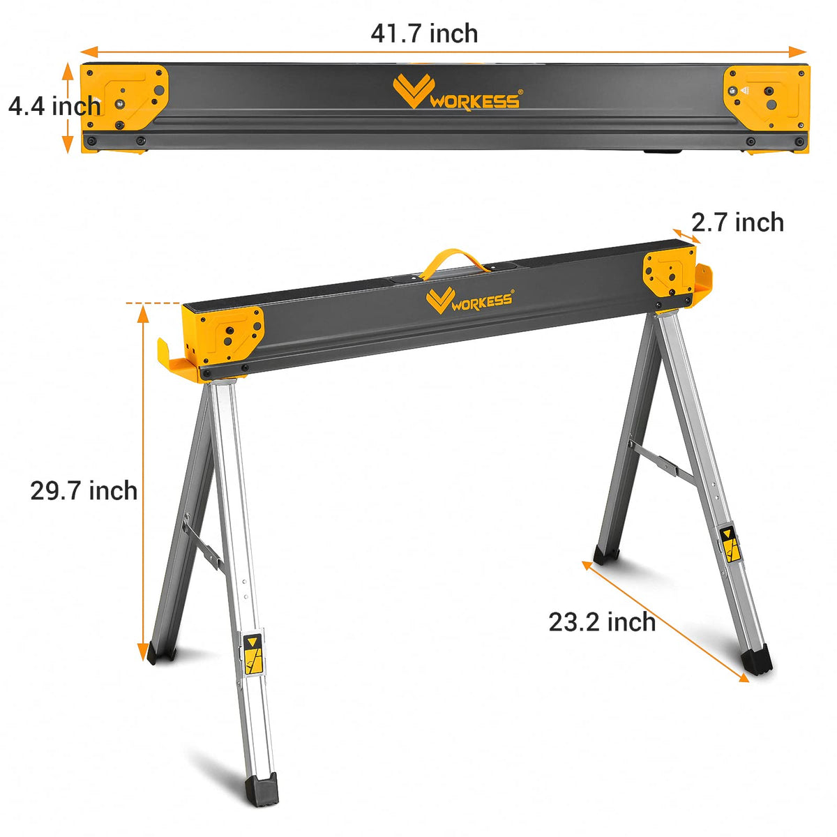 WORKESS folding-sawhorses open-legs ready for quick setup on site.