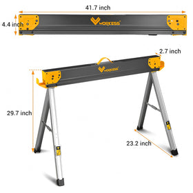 WORKESS folding-sawhorses open-legs ready for quick setup on site.