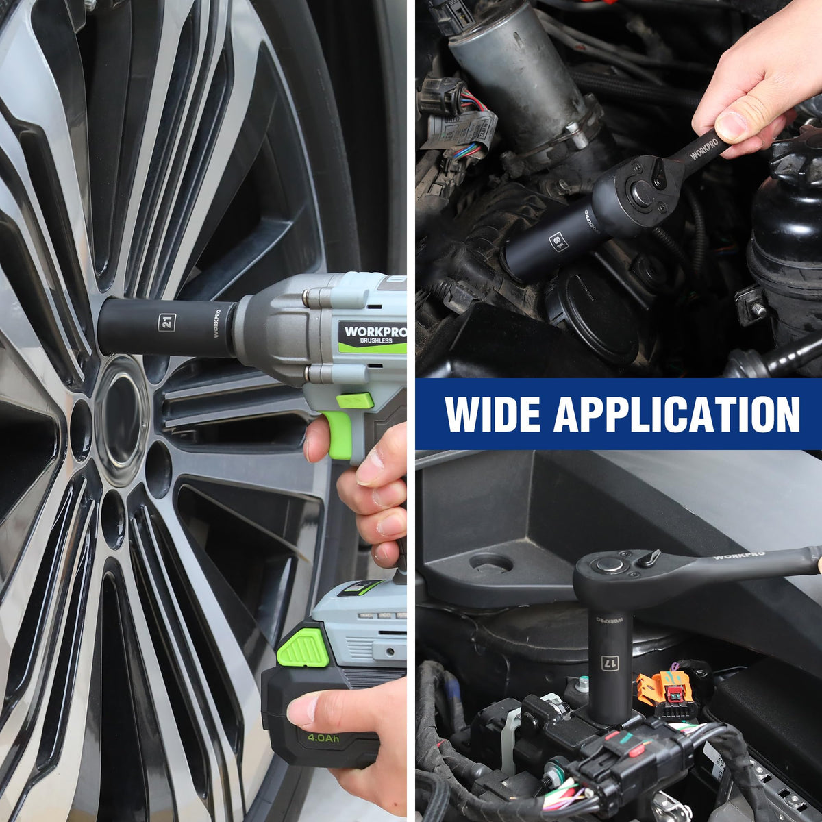 Compatible with 1/2 inch drive impact tools for automotive and mechanical repairs